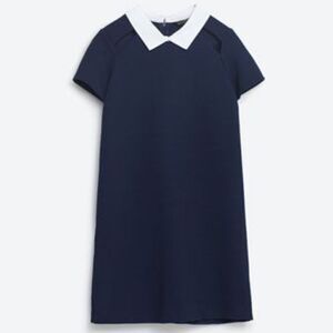 Zara Trafaluc Navy Cutout Collar Mini Dress